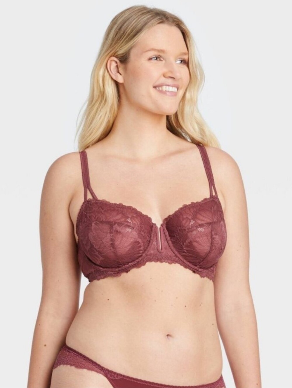 Auden Unlined Burgundy Lace Underwire Bra Size 38E(DD)